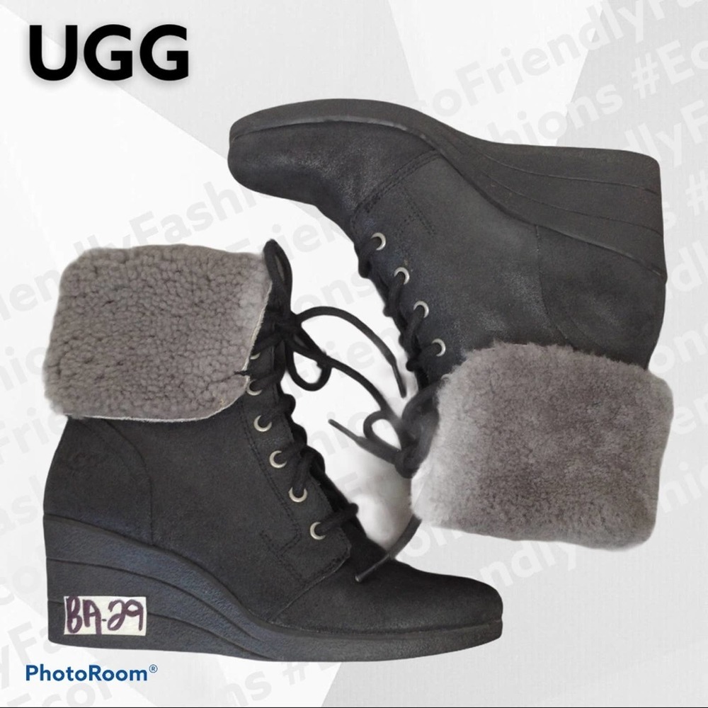 UGG Zea WP Genuine Shearling Lined Wedge Boot